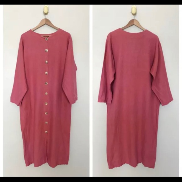 Dresses & Skirts - Vintage Linen Nap Lounge Nap Dress Blush Pink M